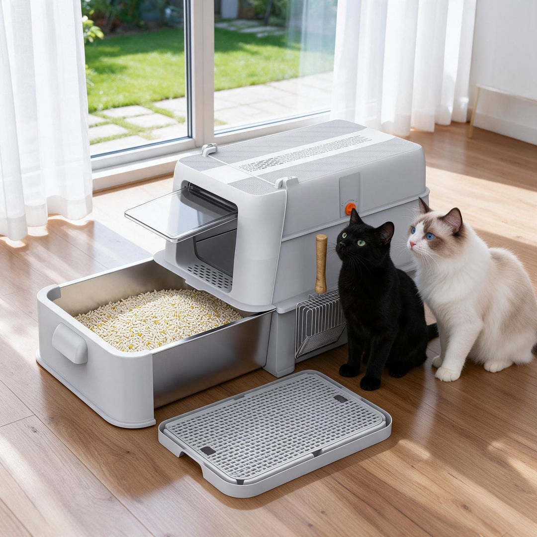 Stainless Steel Drawer Cat Litter Box Set