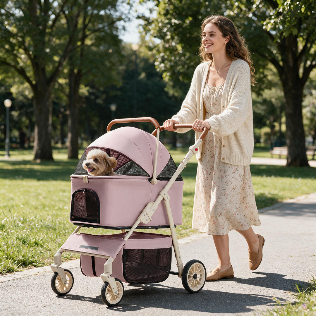 2-in-1 Foldable Pet Travel Stroller