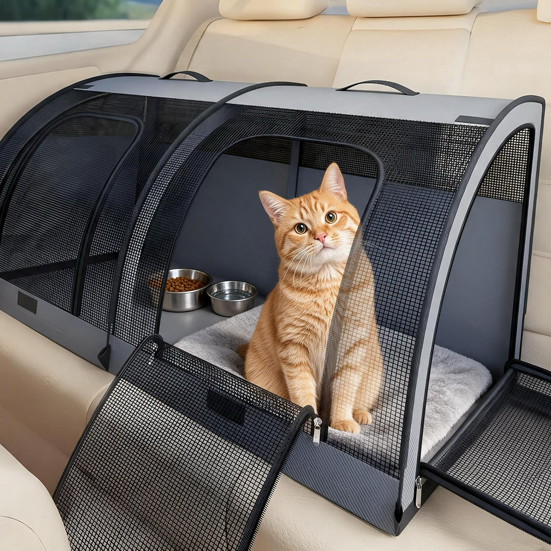 後部座席用 猫用トラベルキャリア（折りたたみトイレ付き）