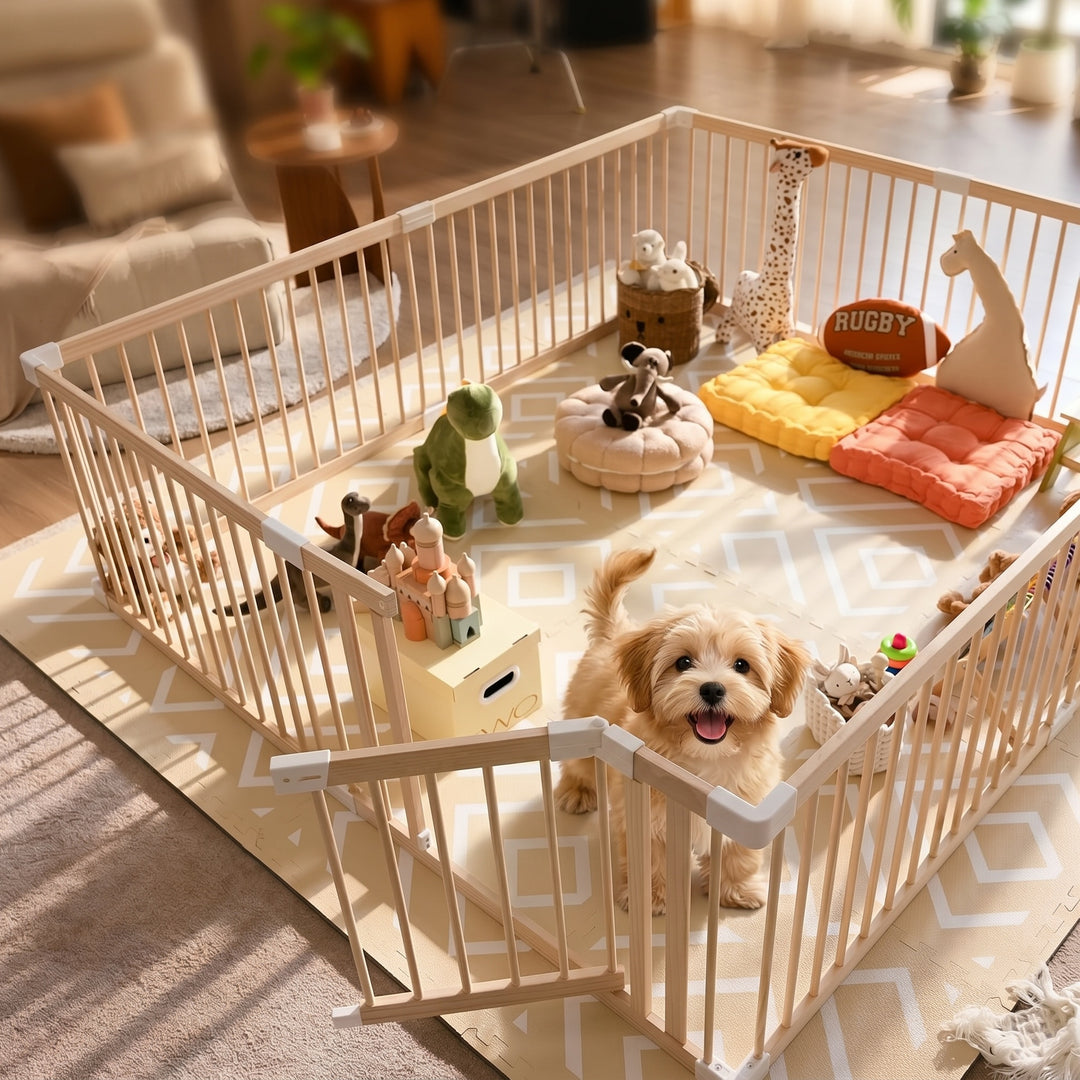 Customizable Natural Timber Pet Playpen