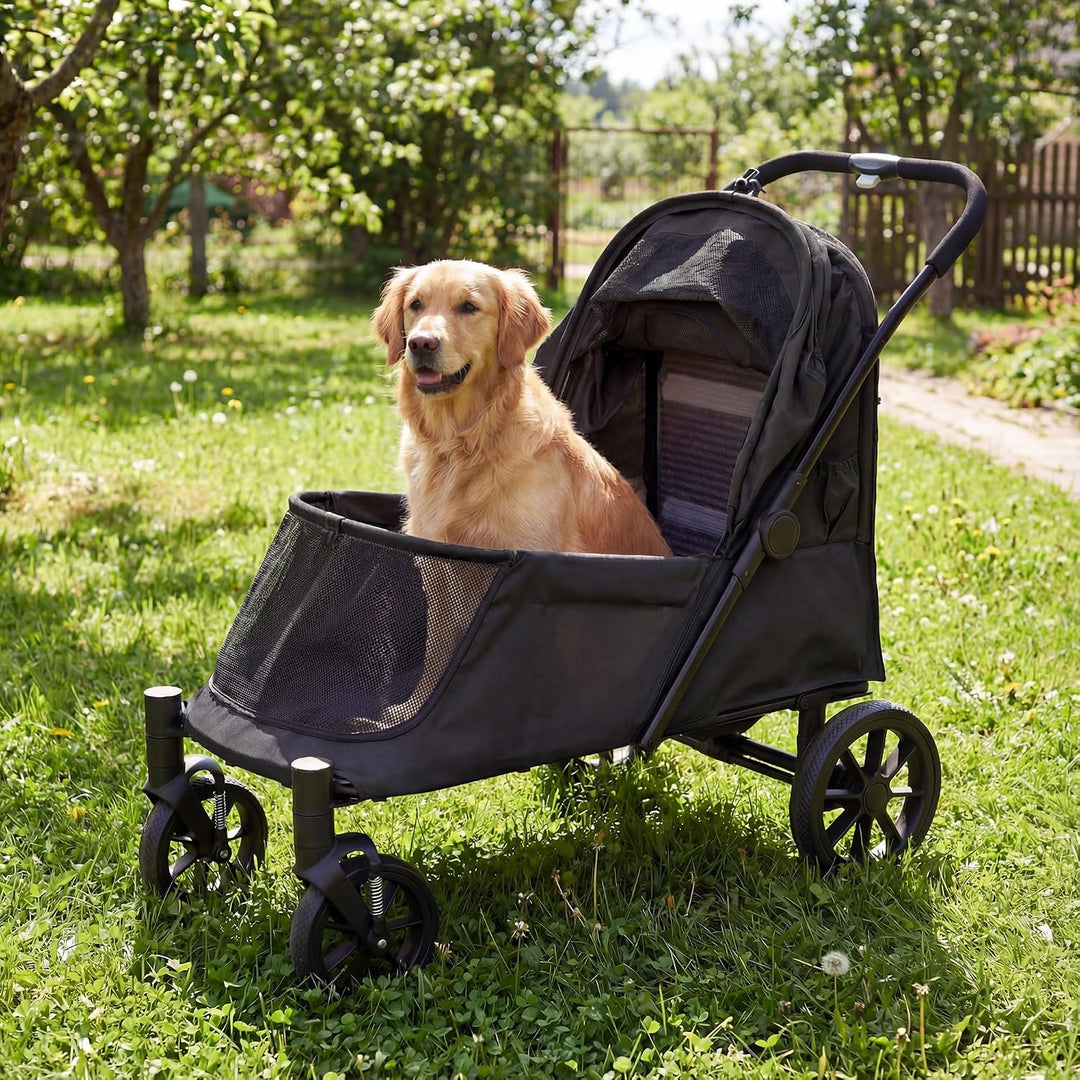 Large Foldable Pet Stroller with Ramp