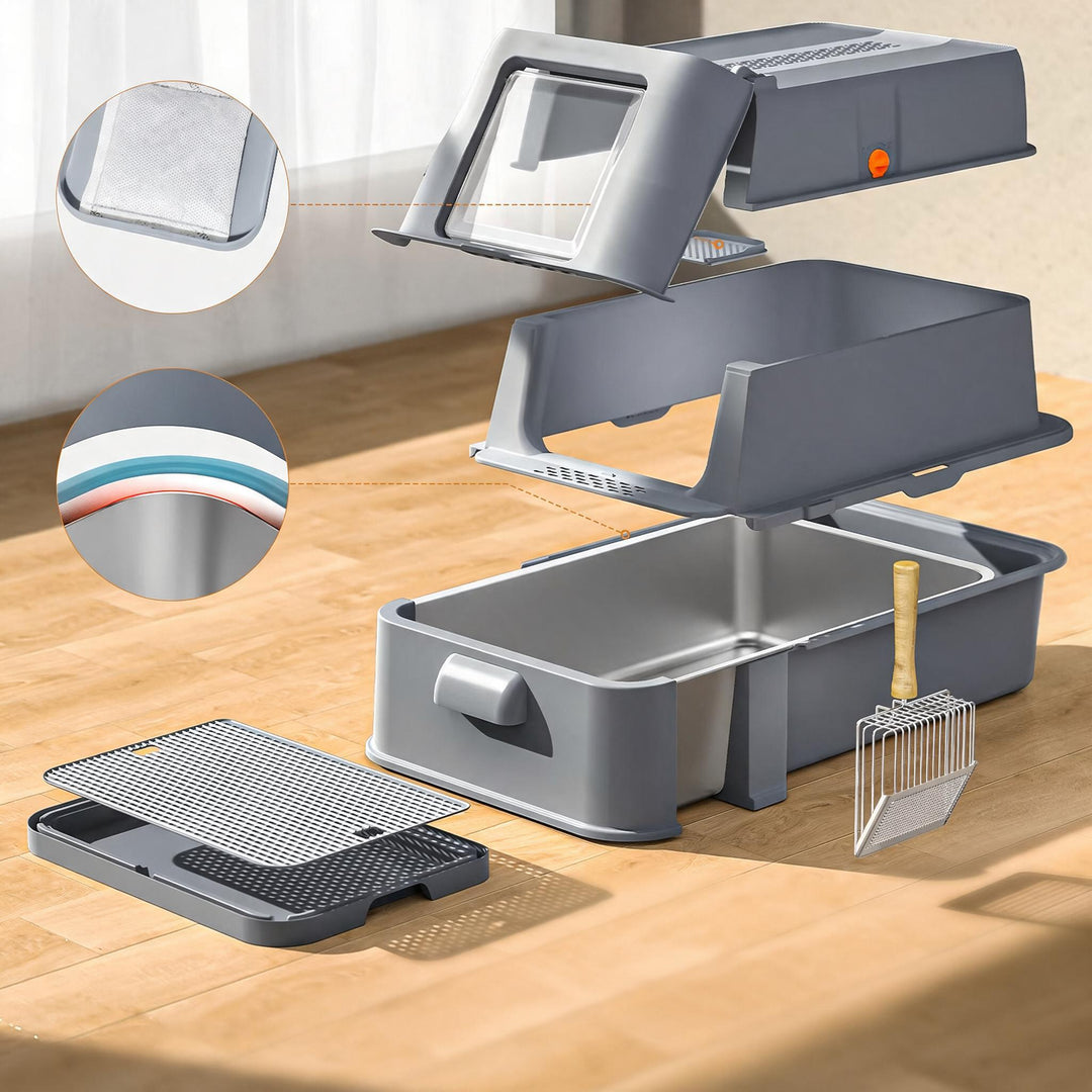 Stainless Steel Drawer Cat Litter Box Set