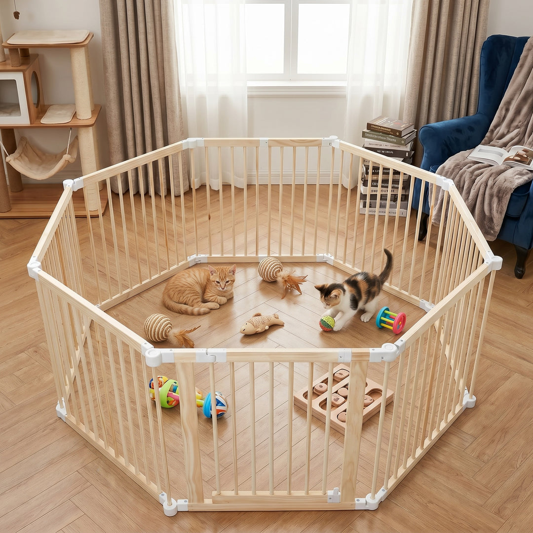 Customizable Natural Timber Pet Playpen