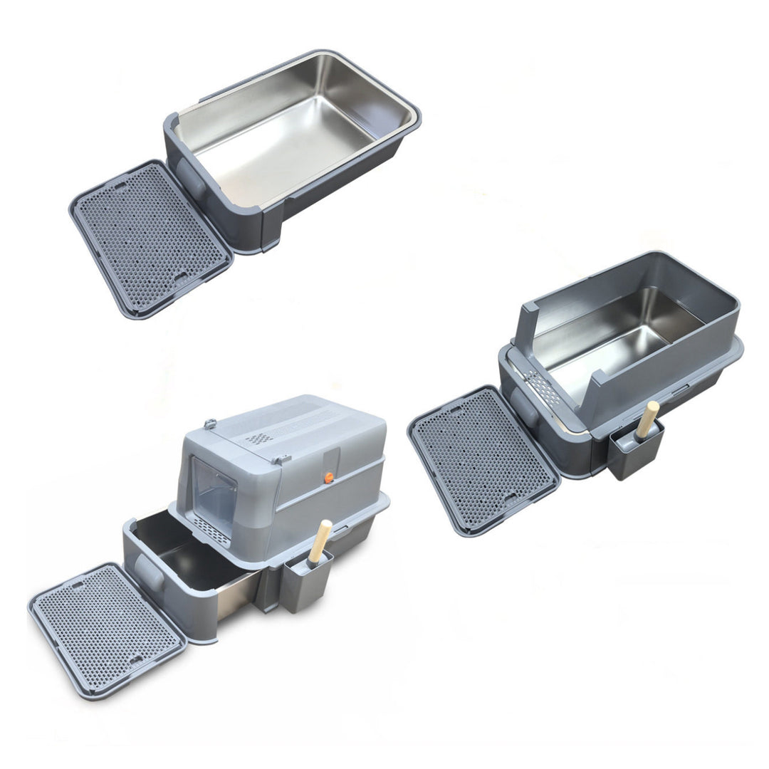 Stainless Steel Drawer Cat Litter Box Set