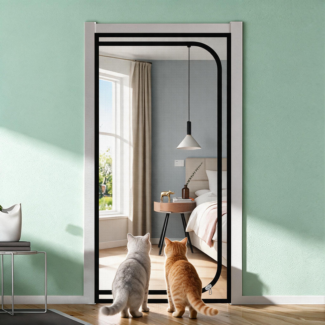 Zip-In Mesh Cat Door Curtain