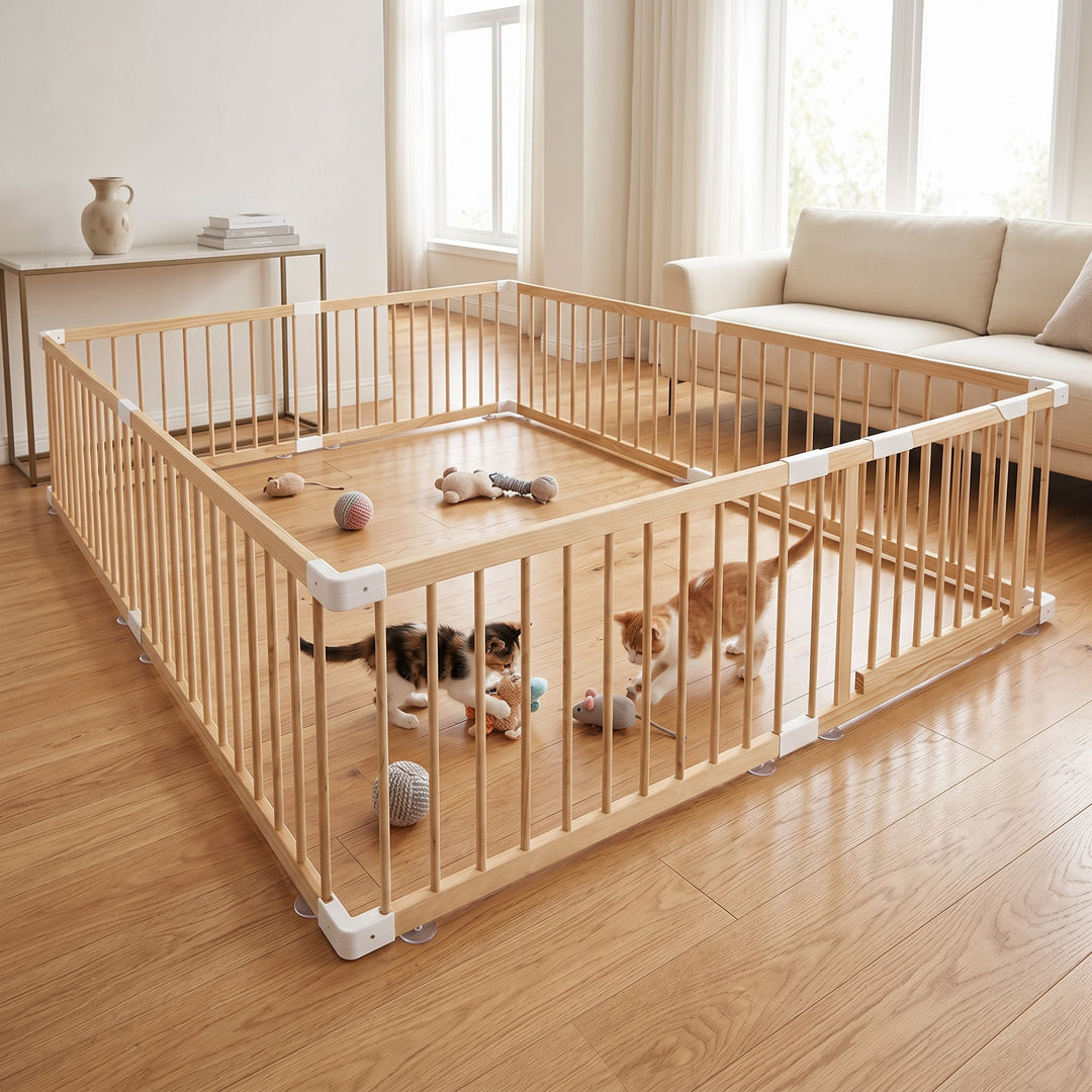Customizable Natural Timber Pet Playpen