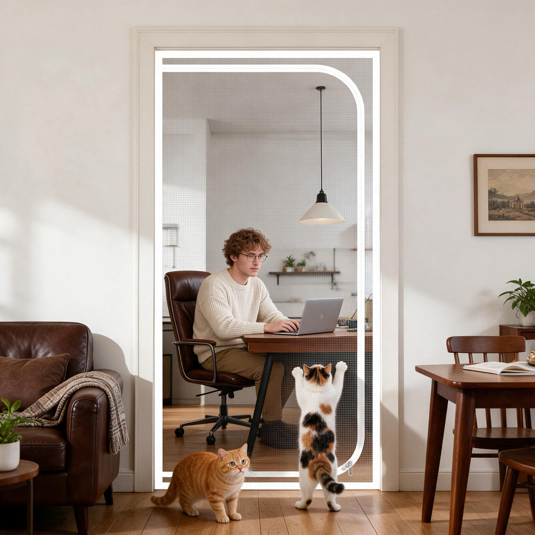 Zip-In Mesh Cat Door Curtain