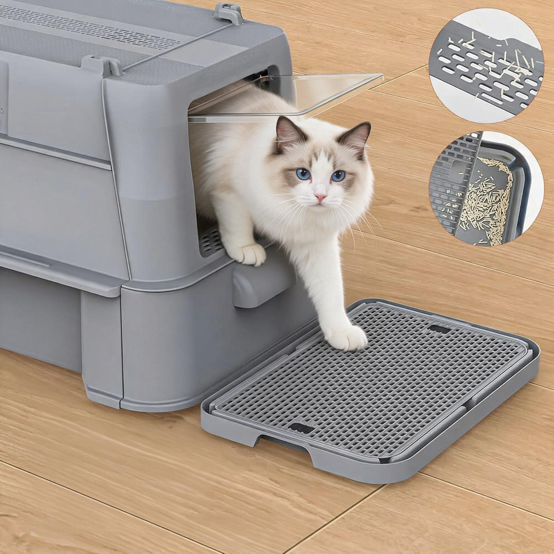 Stainless Steel Drawer Cat Litter Box Set