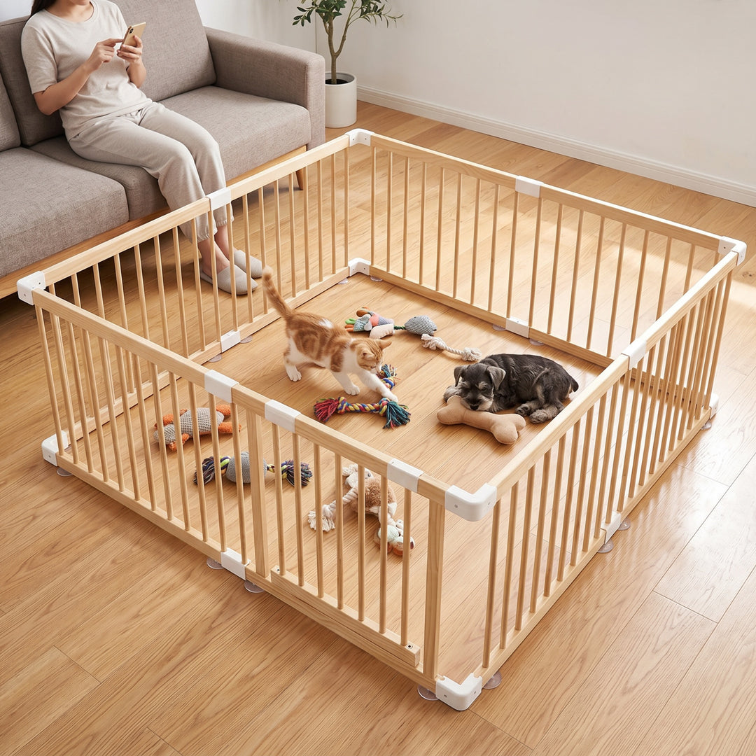 Customizable Natural Timber Pet Playpen