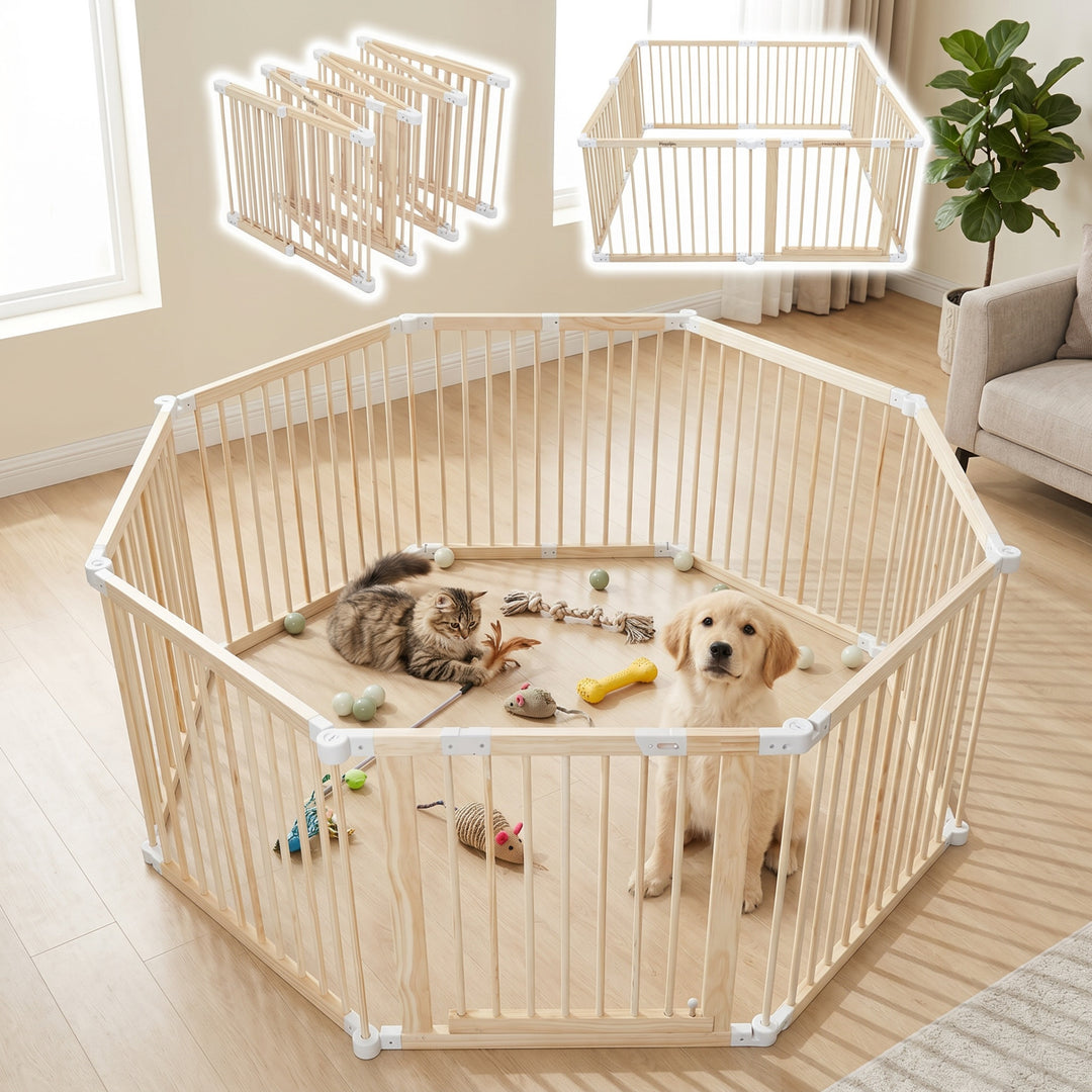 Customizable Natural Timber Pet Playpen
