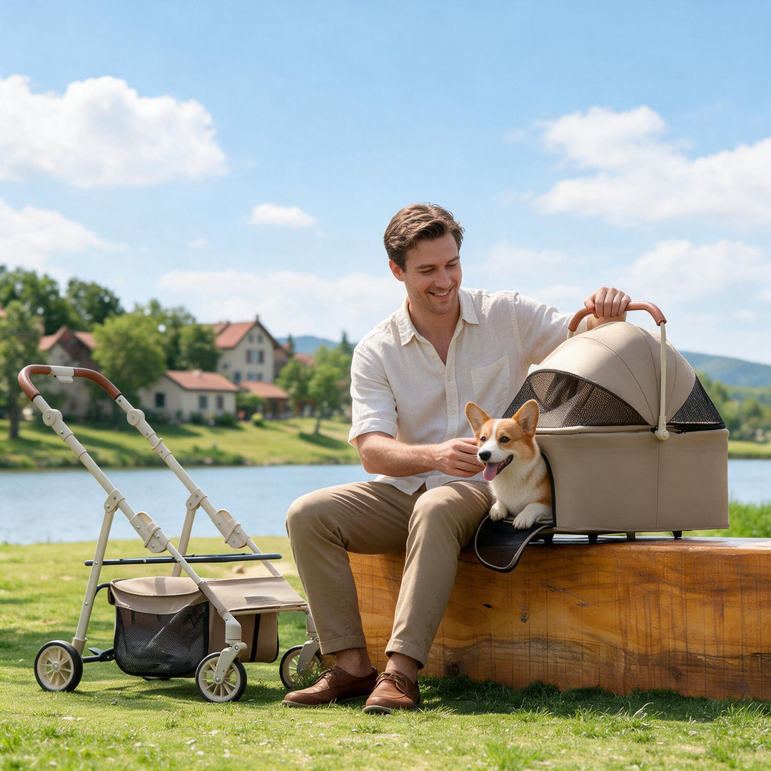 2-in-1 Foldable Pet Travel Stroller