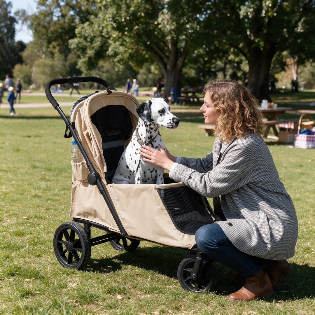 Large Foldable Pet Stroller with Ramp