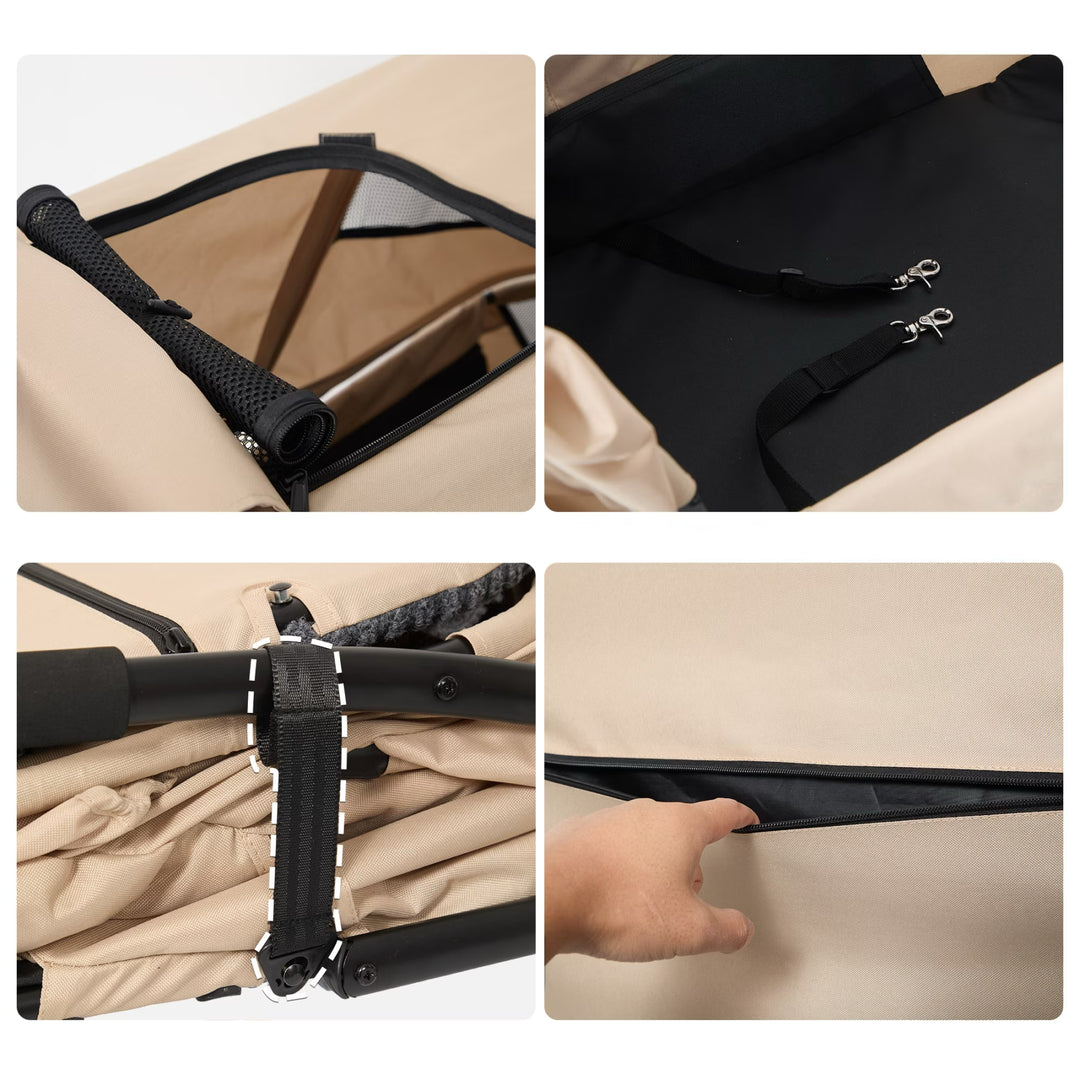 Large Foldable Pet Stroller with Ramp