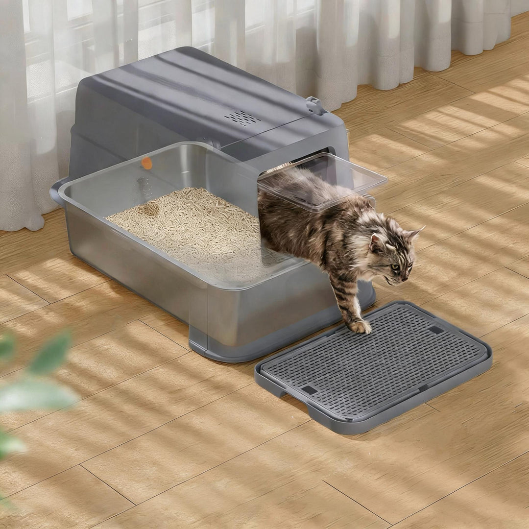 Stainless Steel Drawer Cat Litter Box Set