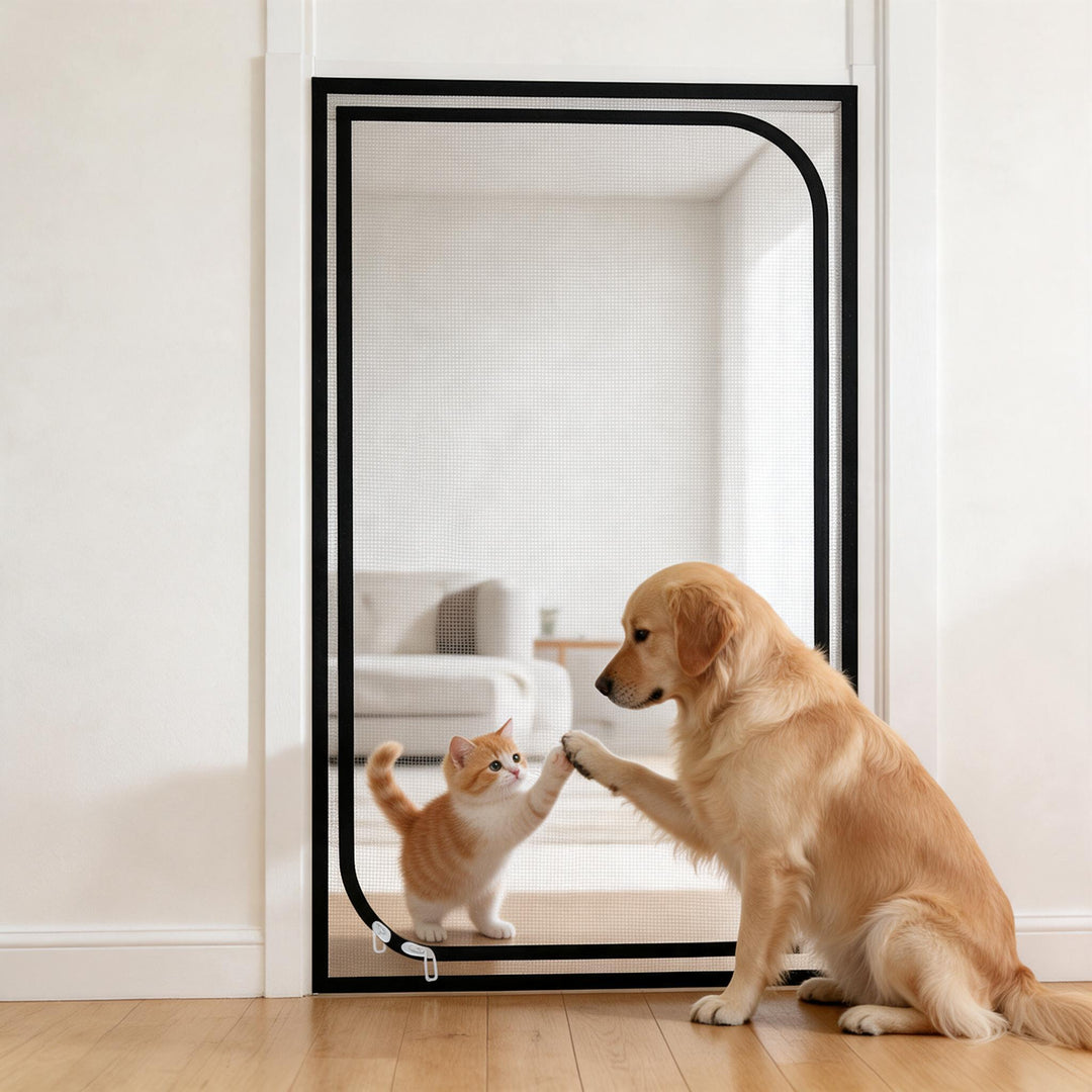 Zip-In Mesh Cat Door Curtain