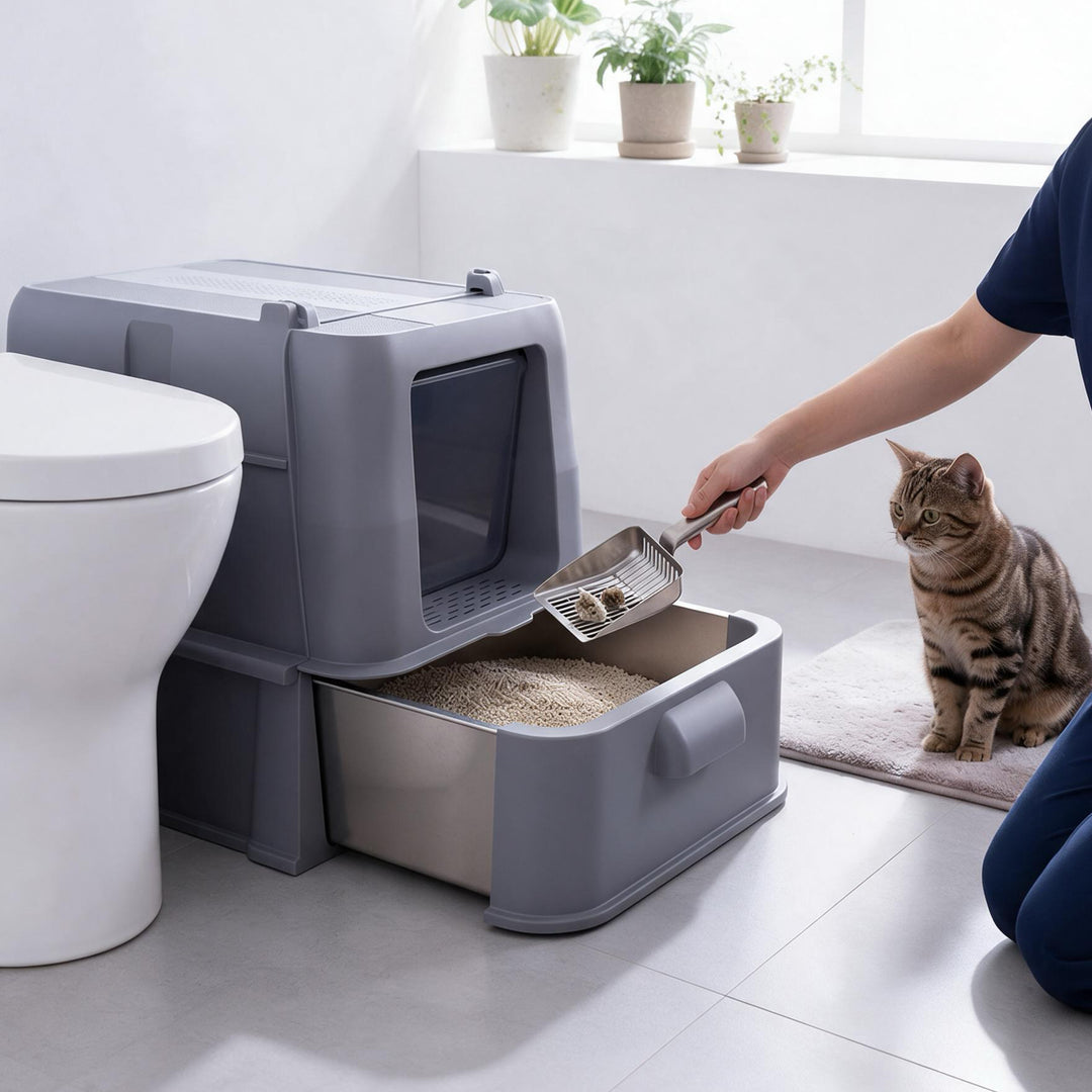 Stainless Steel Drawer Cat Litter Box Set