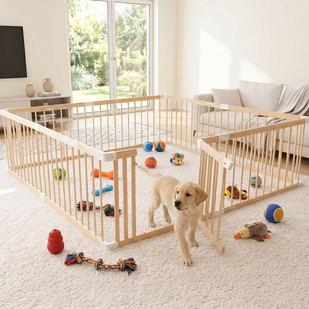 Customizable Natural Timber Pet Playpen