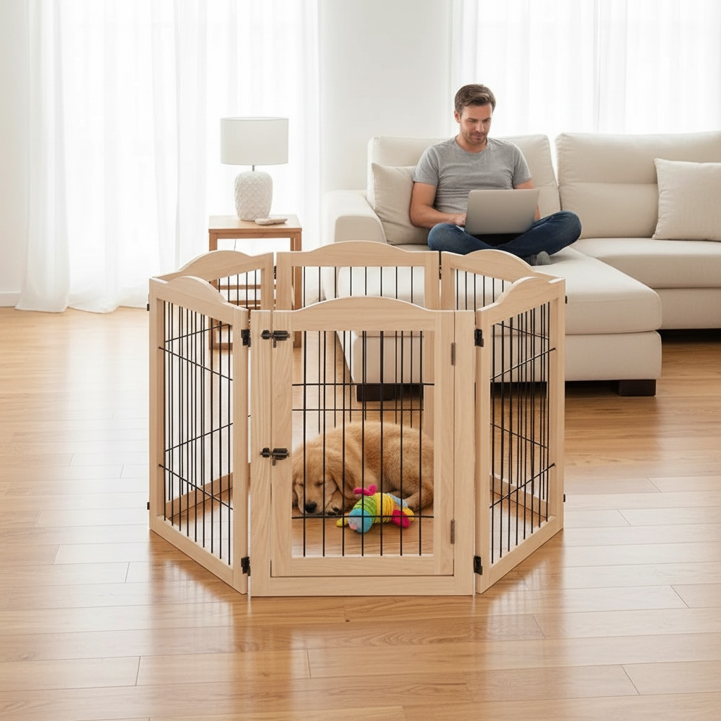 Expandable Timber Pet Playpen (6-Pcs Set)
